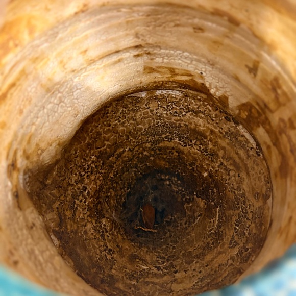 Rustic Blue Crackle Glaze Pottery Basket Planter w Handle - Picture 3 of 4